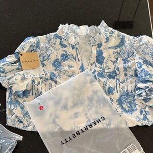 Cherrybetty Blue and White Floral Blouse
